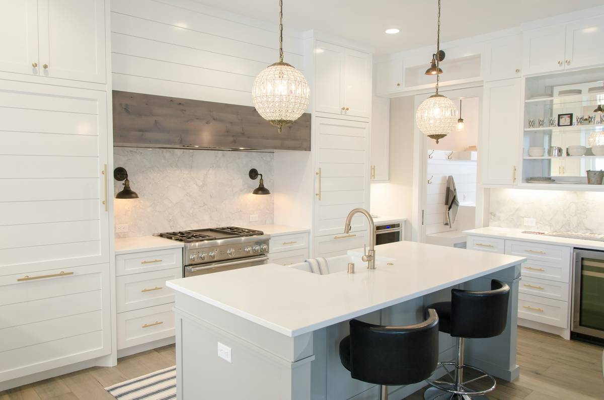 track lighting home hardware installed above a kitchen island with adjustable LED heads